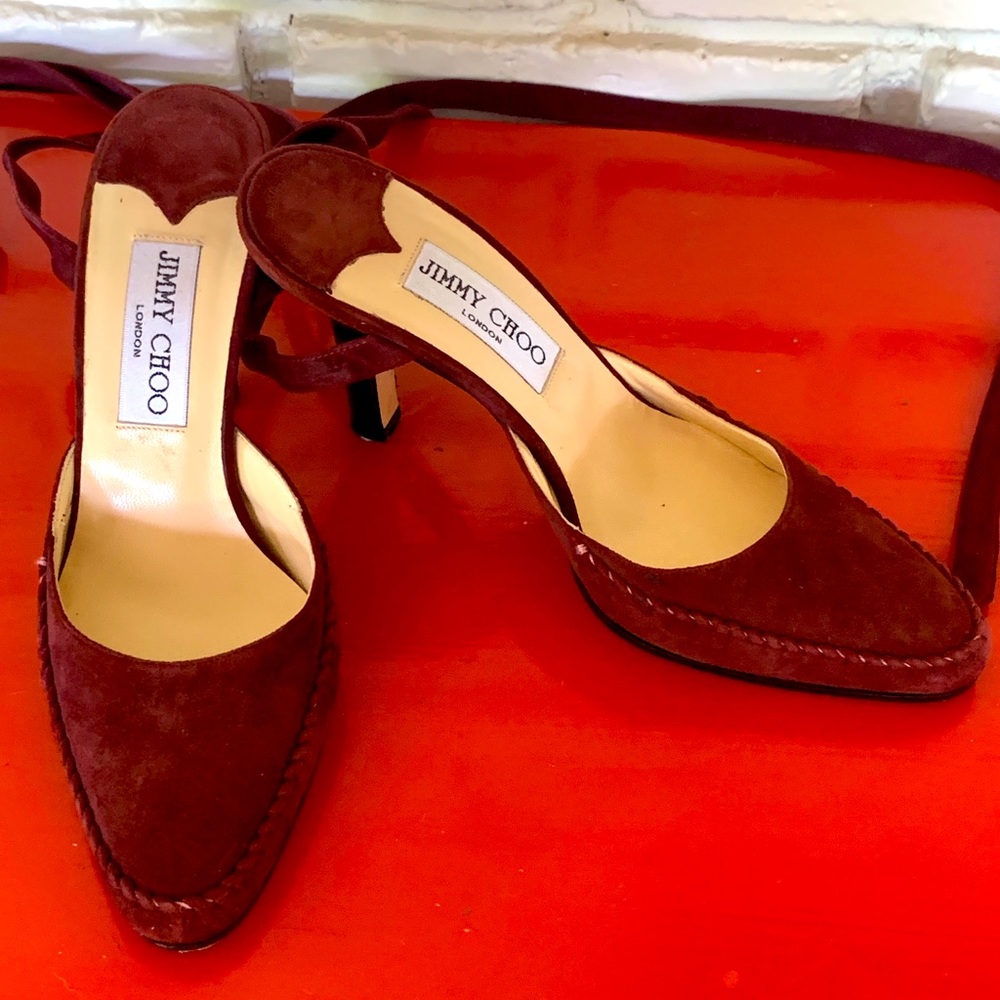 Jimmy Choo wrap around suede 4” heel